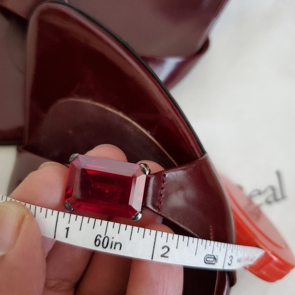 Sergio Rossi Leather Ruby Gemstone 925 Sterling Silver Women's Heels Size 6 - Picture 4 of 15